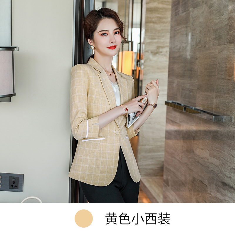格子修身商务通勤职业西服外套女50-995外套图3