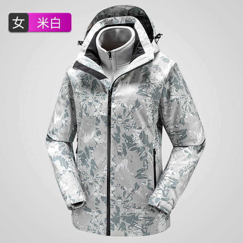 户外旅游登山三合一摇粒绒内胆迷彩冲锋衣女款KT2-110840图2