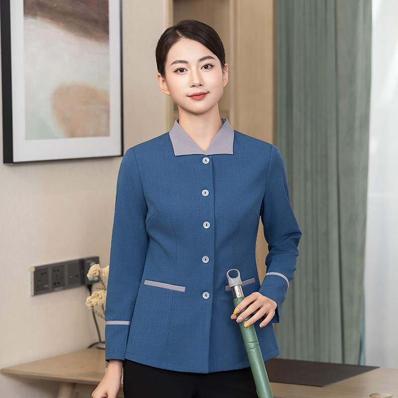翻领酒店宾馆客房舒适耐穿秋冬保洁服H01-2022-46女款图5