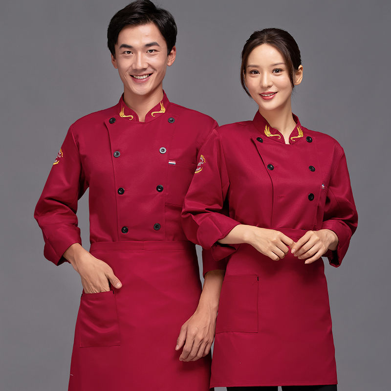 磨毛耐穿抗油污长袖厨师服上衣H05-麦穗图3