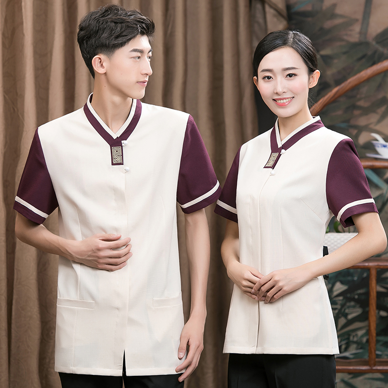 棉麻回纹保洁服短袖上衣H02-20F255-256图2