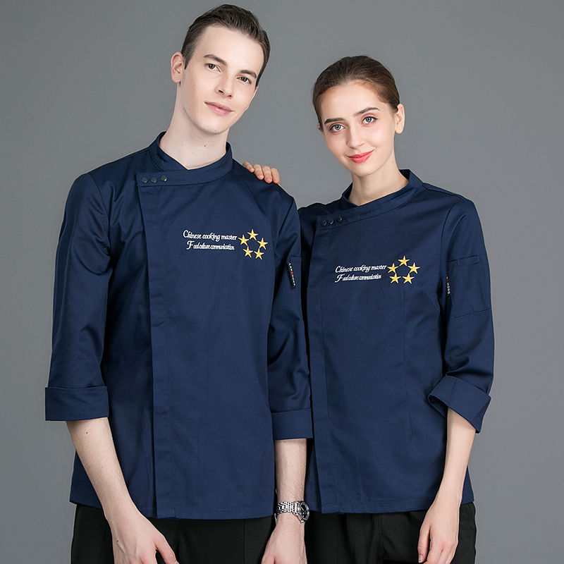 全工艺涤棉三扣五星长袖厨师服H02-21LY068-071图4