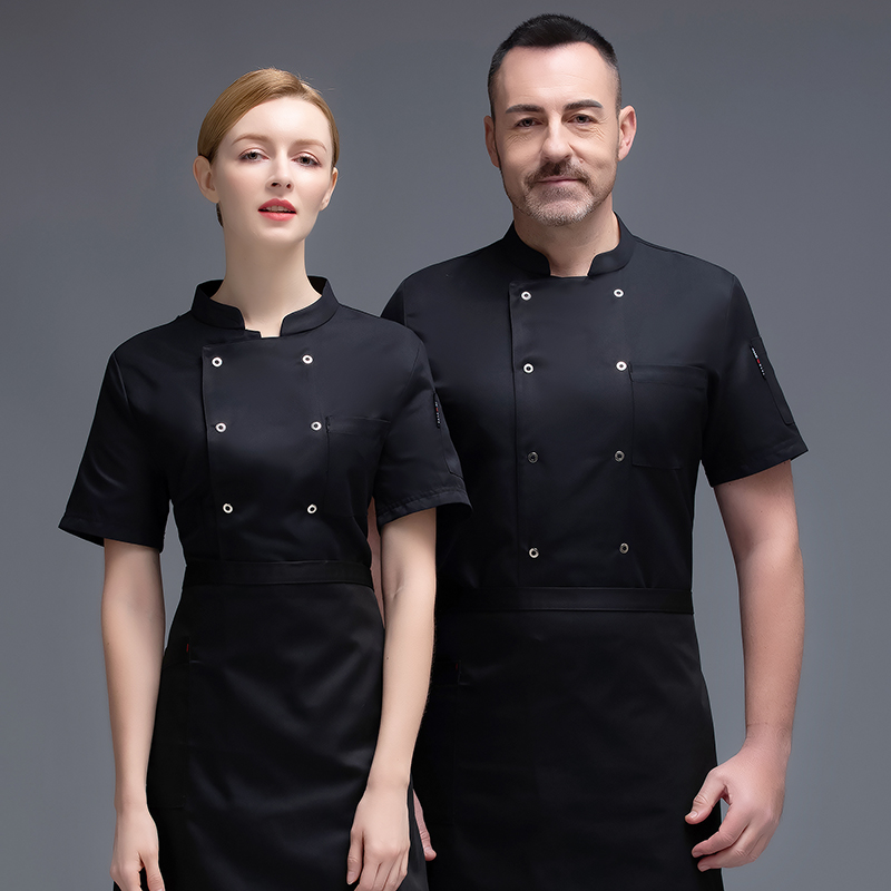 金纺呢五爪扣短袖厨师服上衣H02-20F005-008图2