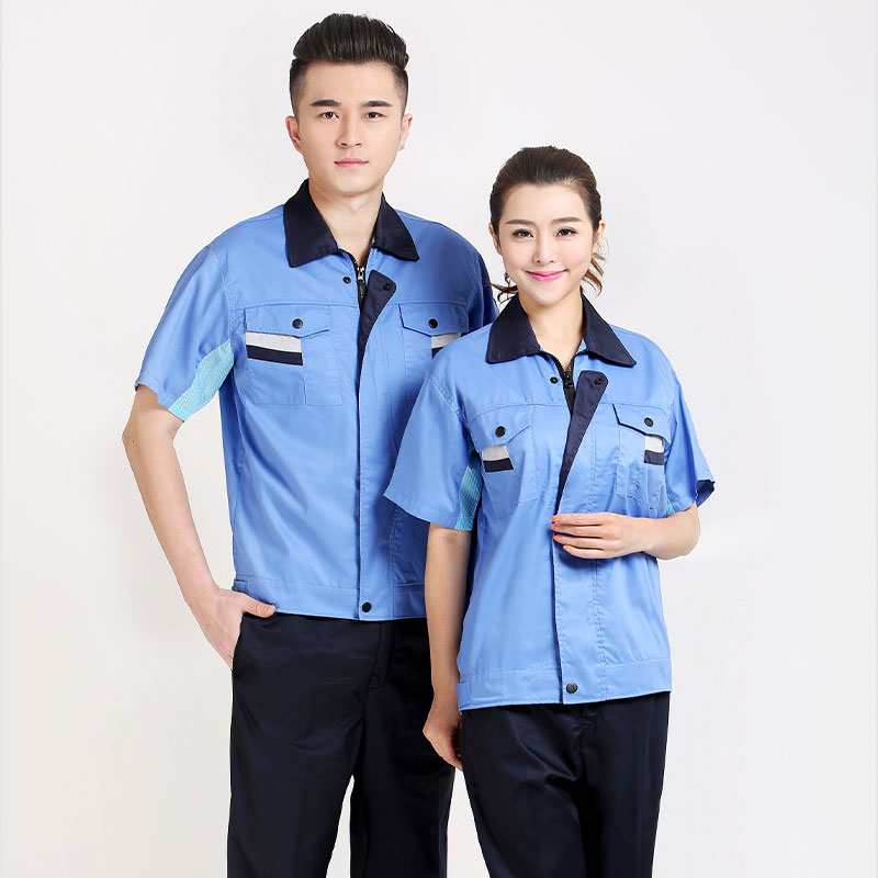 双线夏装短袖工装劳保服套装B16-61套装图3