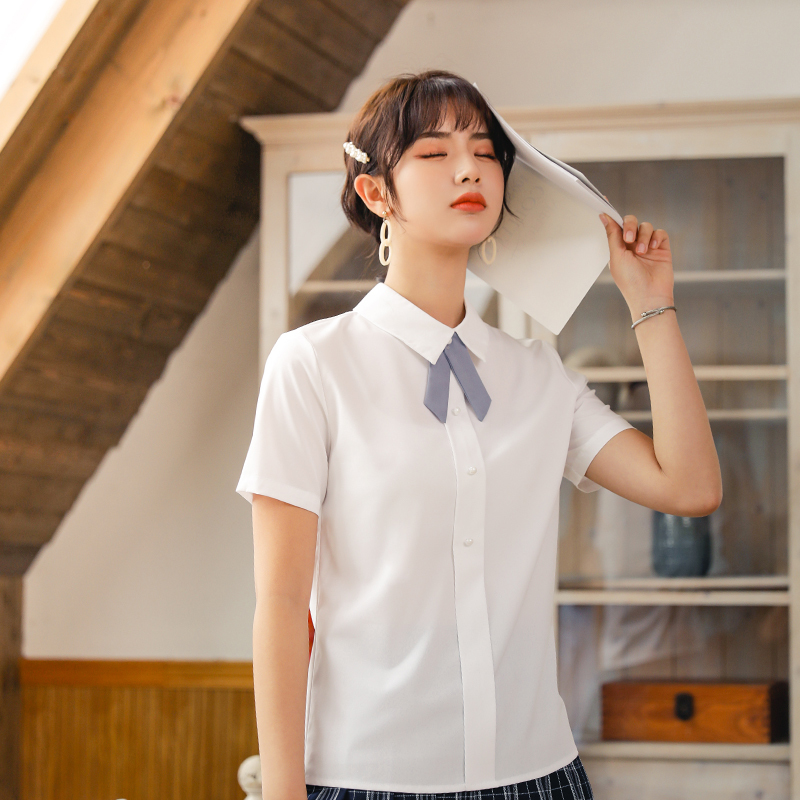 四面弹纯色职业短袖衬衫女104-Q6083短袖衬衫女图2