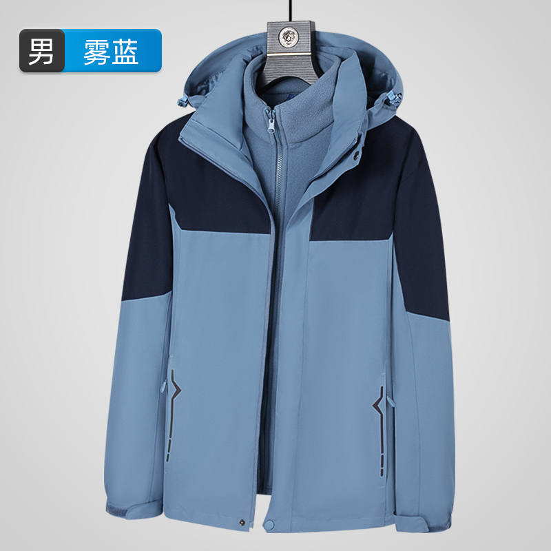 户外登山服加绒保暖三合一拼色抓绒内胆冲锋衣男款KT2-M803图8