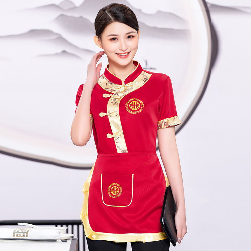 竹叶弯襟酒店服务员衬衣+围裙H19-L022图4