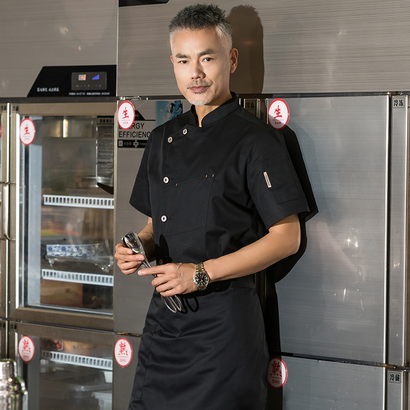 铜扣暗口袋短袖酒店厨师服上衣H01-2022-16图5