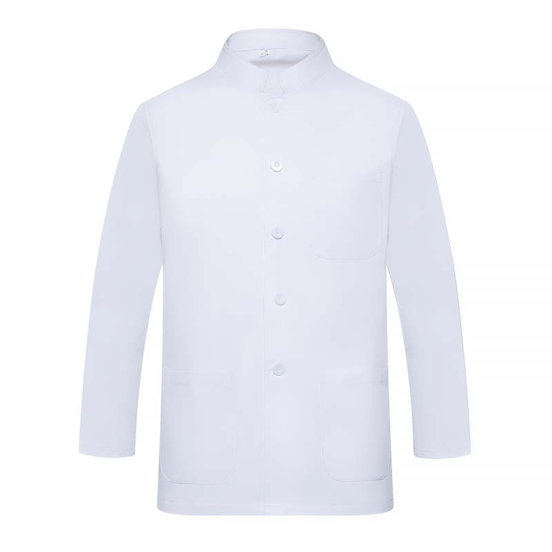 厚涤棉抗油污长袖厨师服上衣H05-纯色单排扣图2