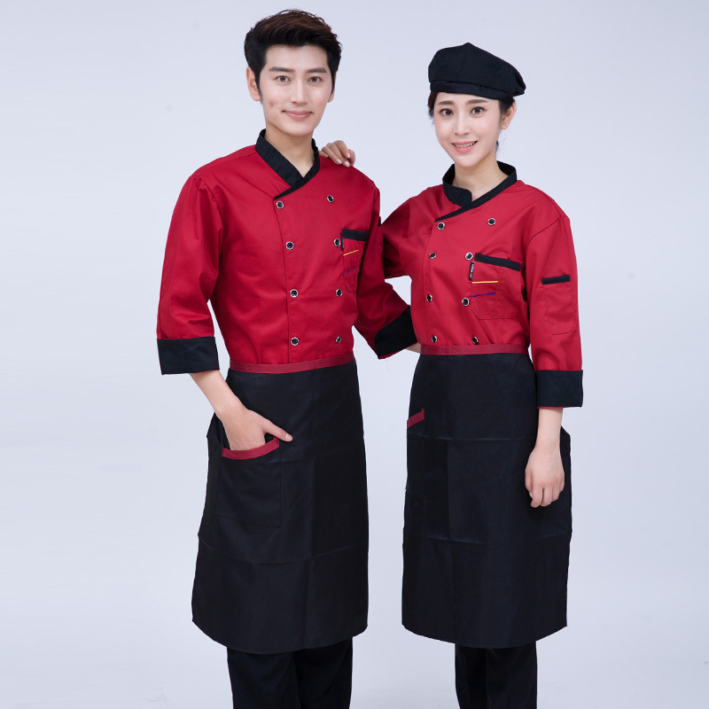 涤丝斜领长袖厨师服上衣H03-C0202052图3