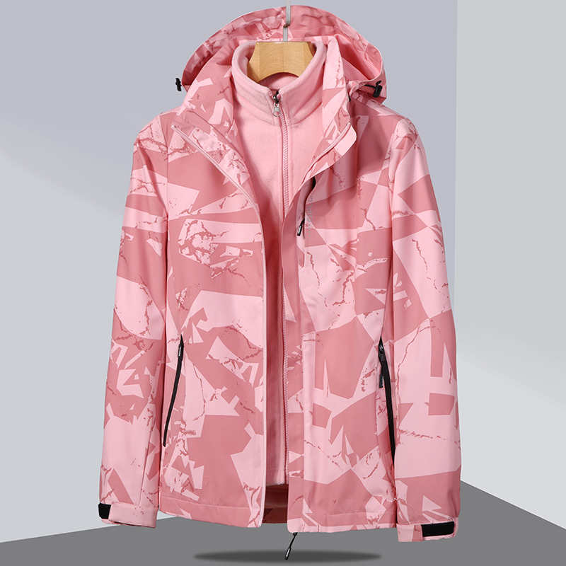 防水御寒登山两件套三合一迷彩冲锋衣女款KX-6200女款图3