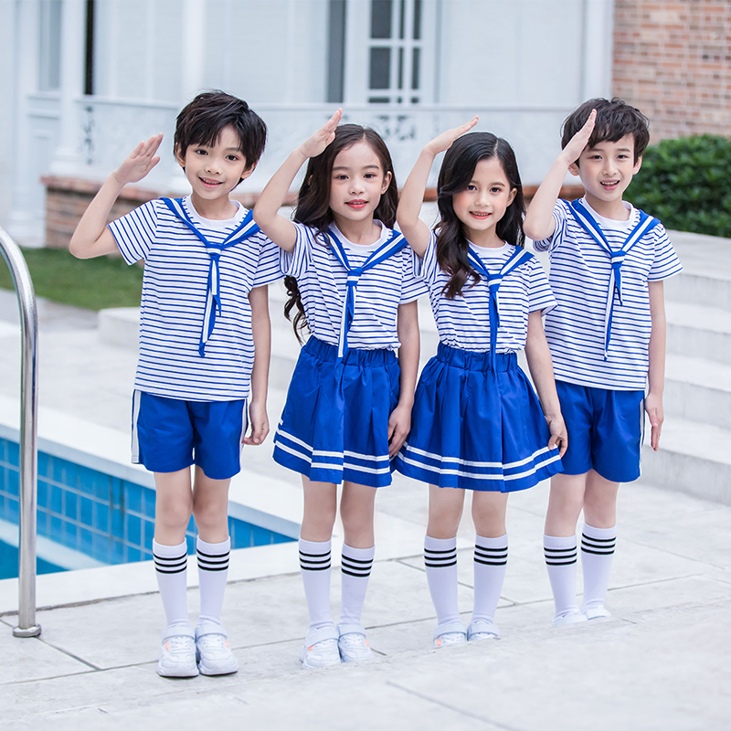 水手海军风幼儿园园服两件套条纹套装455-8125图2