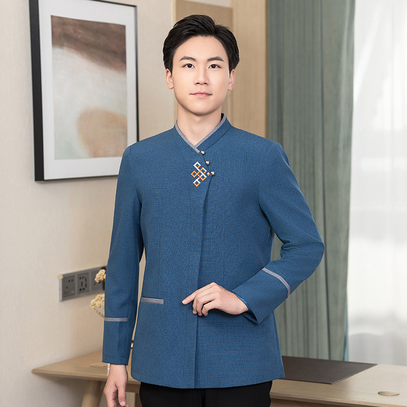 三扣绣花酒店宾馆客房秋冬保洁服H01-2022-44男款图2