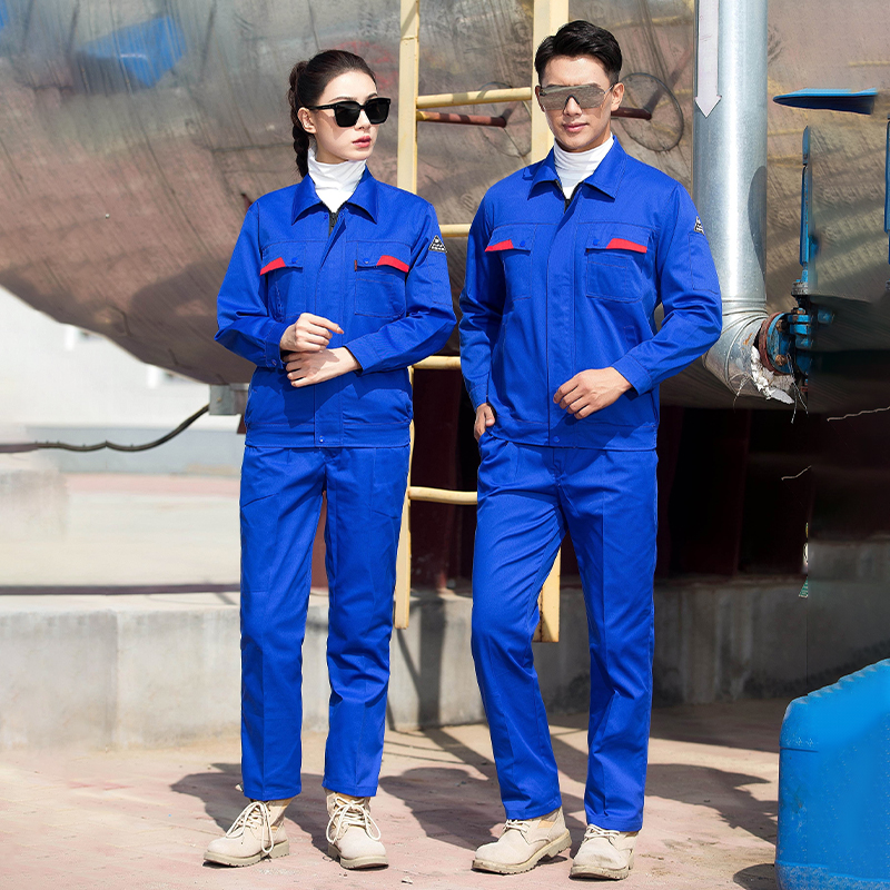 涤棉双层网格防静电长袖工装劳保服套装B01-831VSC-833VSC套装图2