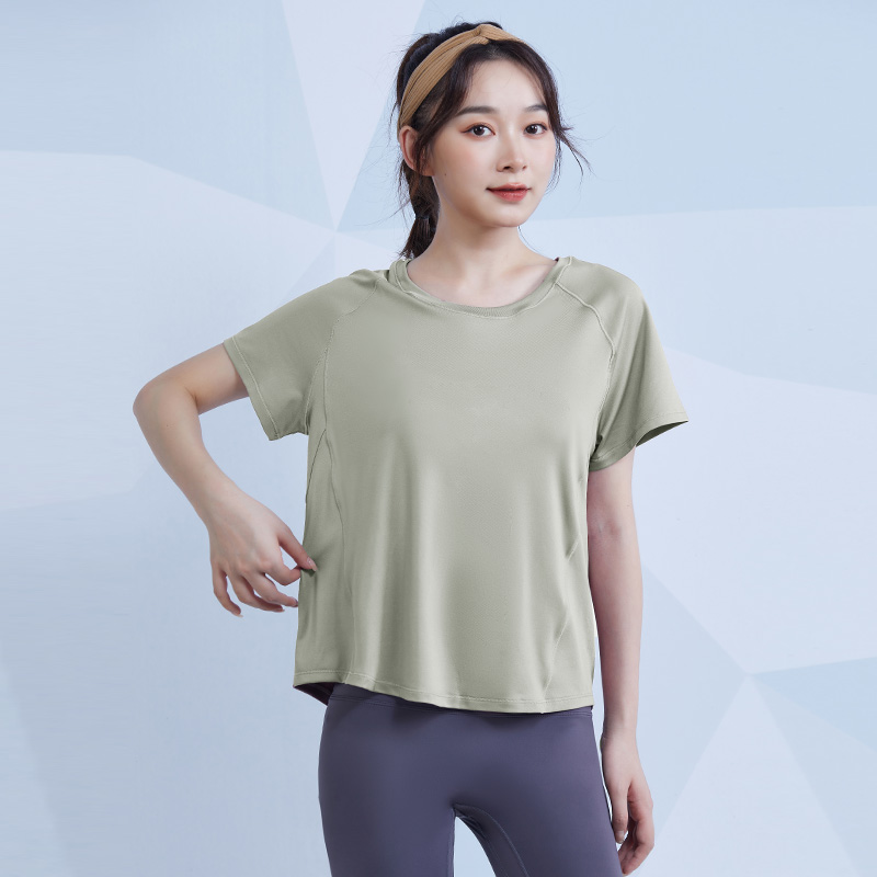 圆领宽松拼纱短袖瑜伽训练服女款G07-FBF2220401图2