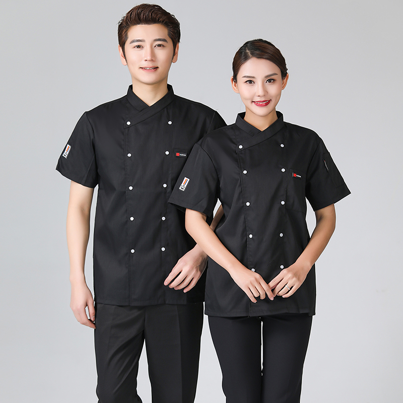 涤棉小皮标短袖厨师服上衣H03-C0201003图3