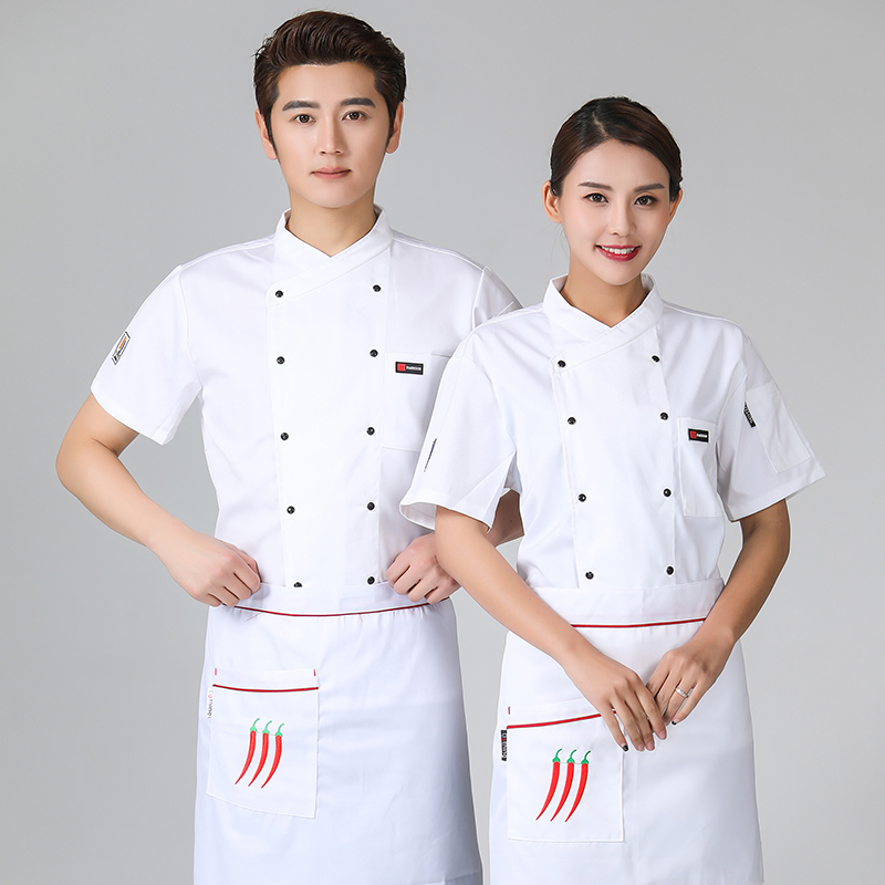 涤棉小皮标短袖厨师服上衣H03-C0201003图2