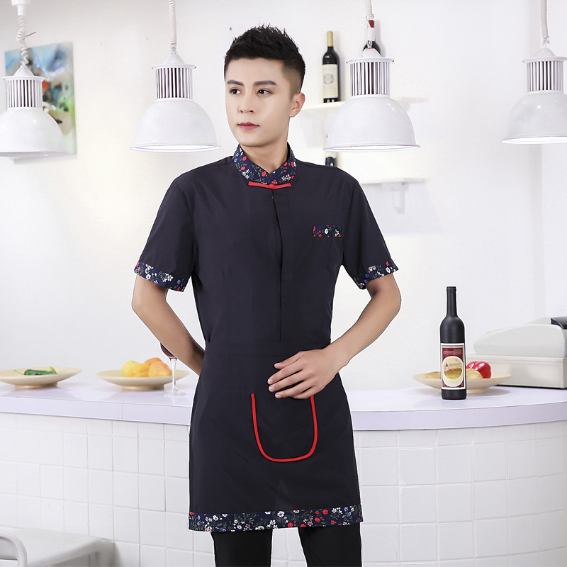 小碎花酒店服务员工作服衬衣+围裙H19-L017男图2