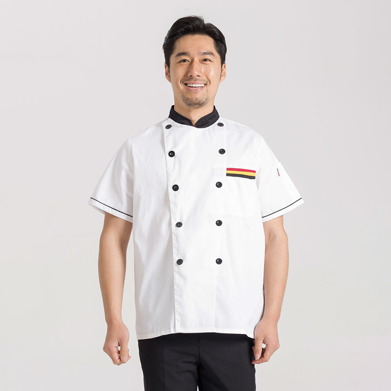 后背透气网三色兜短袖厨师服B04-L001图2