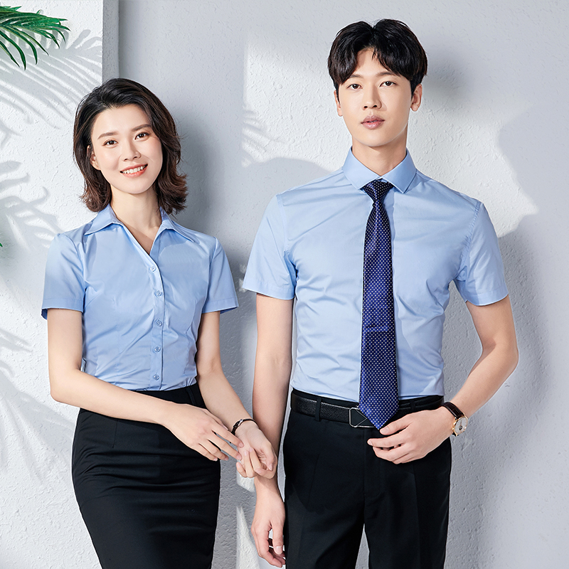 简约V领短袖衬衫男女款129-2022衬衫短袖图2