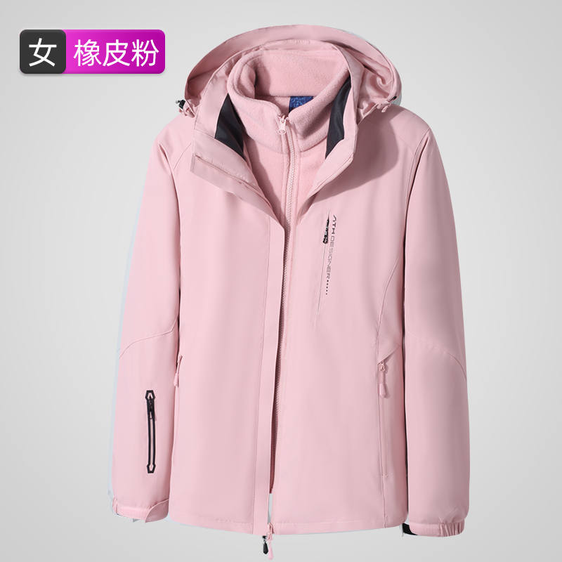 情侣登山服三合一可拆卸抓绒内胆保暖冲锋衣女款KT2-M806图4