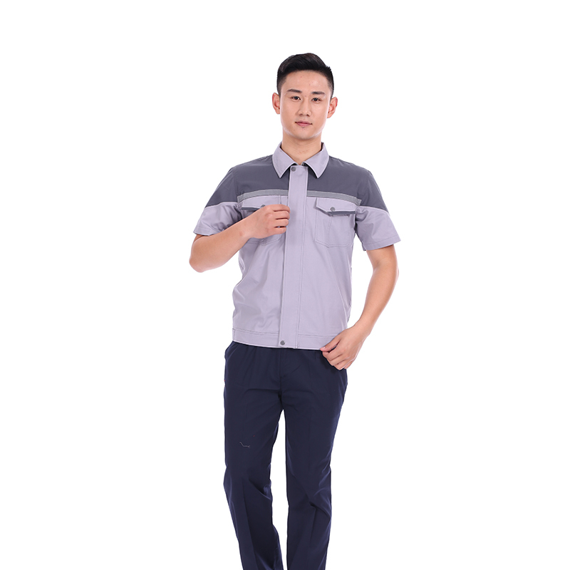 CVC细斜纹夏季短袖工作服套装J02-7701图4