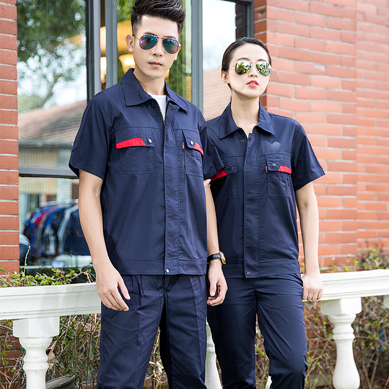 涤棉细斜纹春夏防静电短袖套装工作服H06-6011图2