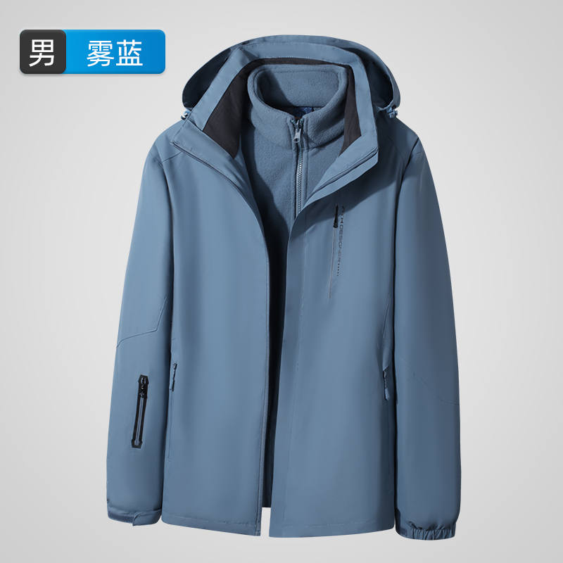 情侣登山服三合一可拆卸抓绒内胆保暖冲锋衣男款KT2-M805图2