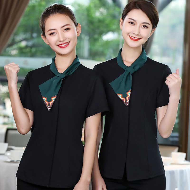 拼色飘领服务员上衣制服H05-2103女款图5