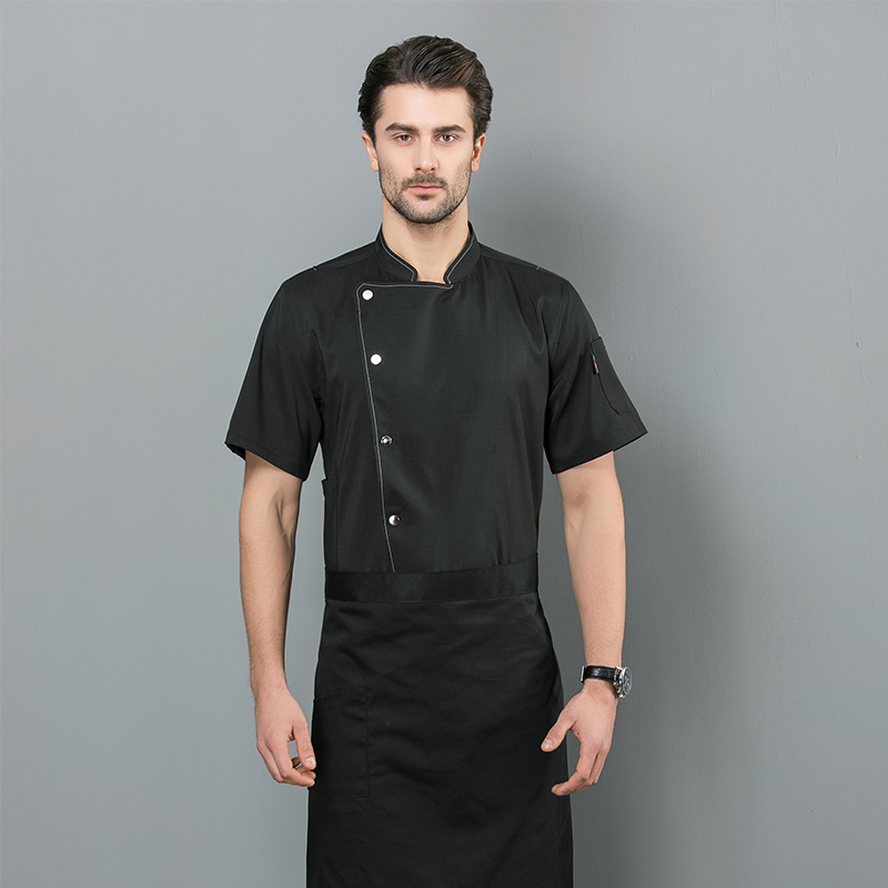 单排扣厨师服涤棉酒店餐饮短袖上衣H01-18227图2