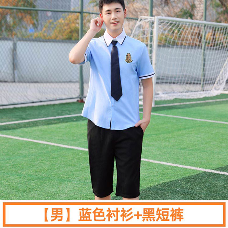 夏季学院风搞中学生毕业照运动会班短袖服校服两件套男款H23-022图2