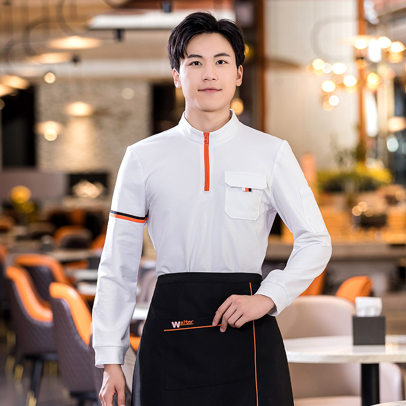 半拉锁卫衣餐饮服务员工作服H01-2022-42男款图2