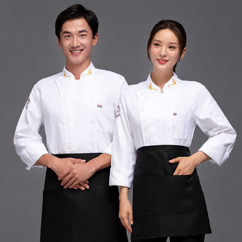 磨毛耐穿抗油污长袖厨师服上衣H05-麦穗图2