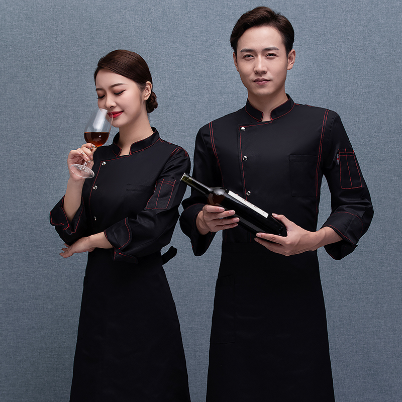 涤棉磨毛长袖厨师服上衣通款H02-21LY007-009图2