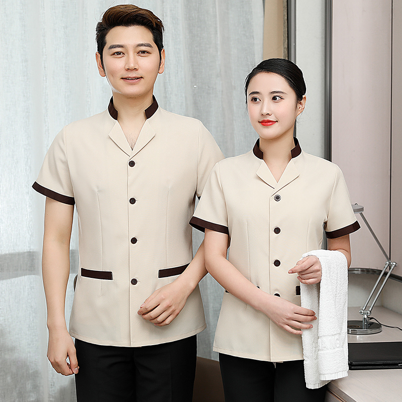 酒店客房立领西保短袖保洁服上衣H10-2001图2