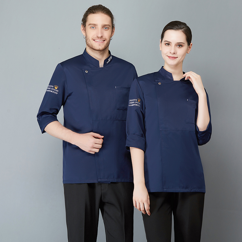 精纺棉英文一粒扣长袖厨师服H02-21LY040-042图3