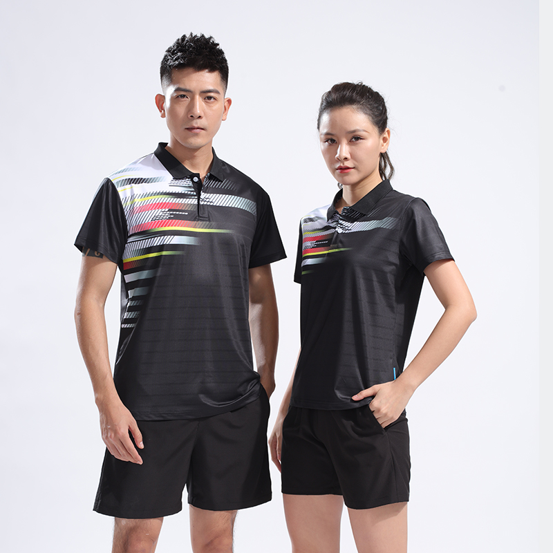 排球乒羽运动插色翻领休闲服套装女款55-8009女图3