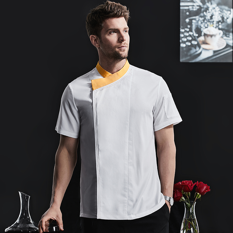 拼色领弹力珠地短袖厨师服H02-22LY153-155图2