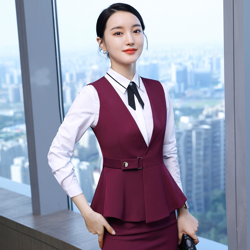 气质职场荷叶边衣摆职业装女款马甲DL1-A80马甲女图3