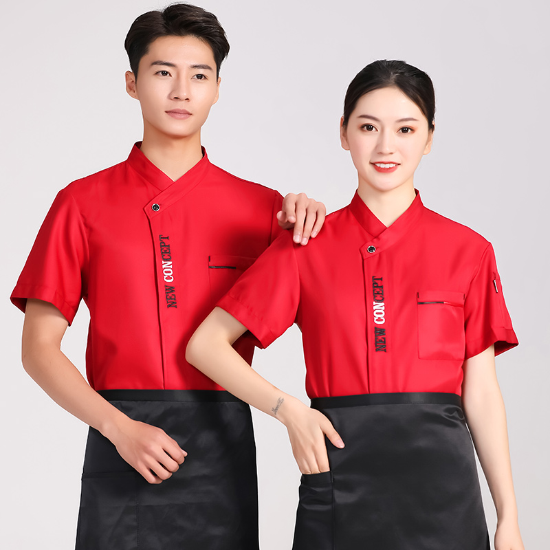 涤棉绣字母厨师服短袖上衣H01-2020-34图2