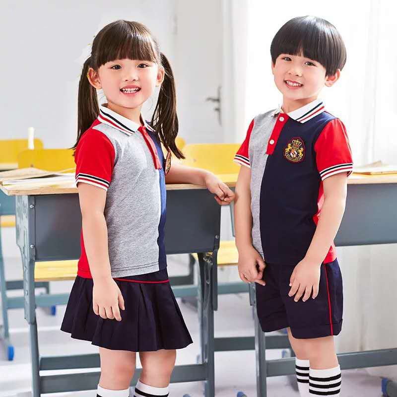 全棉斜纹英伦风中小学生校服短袖套装B03-TL027图2